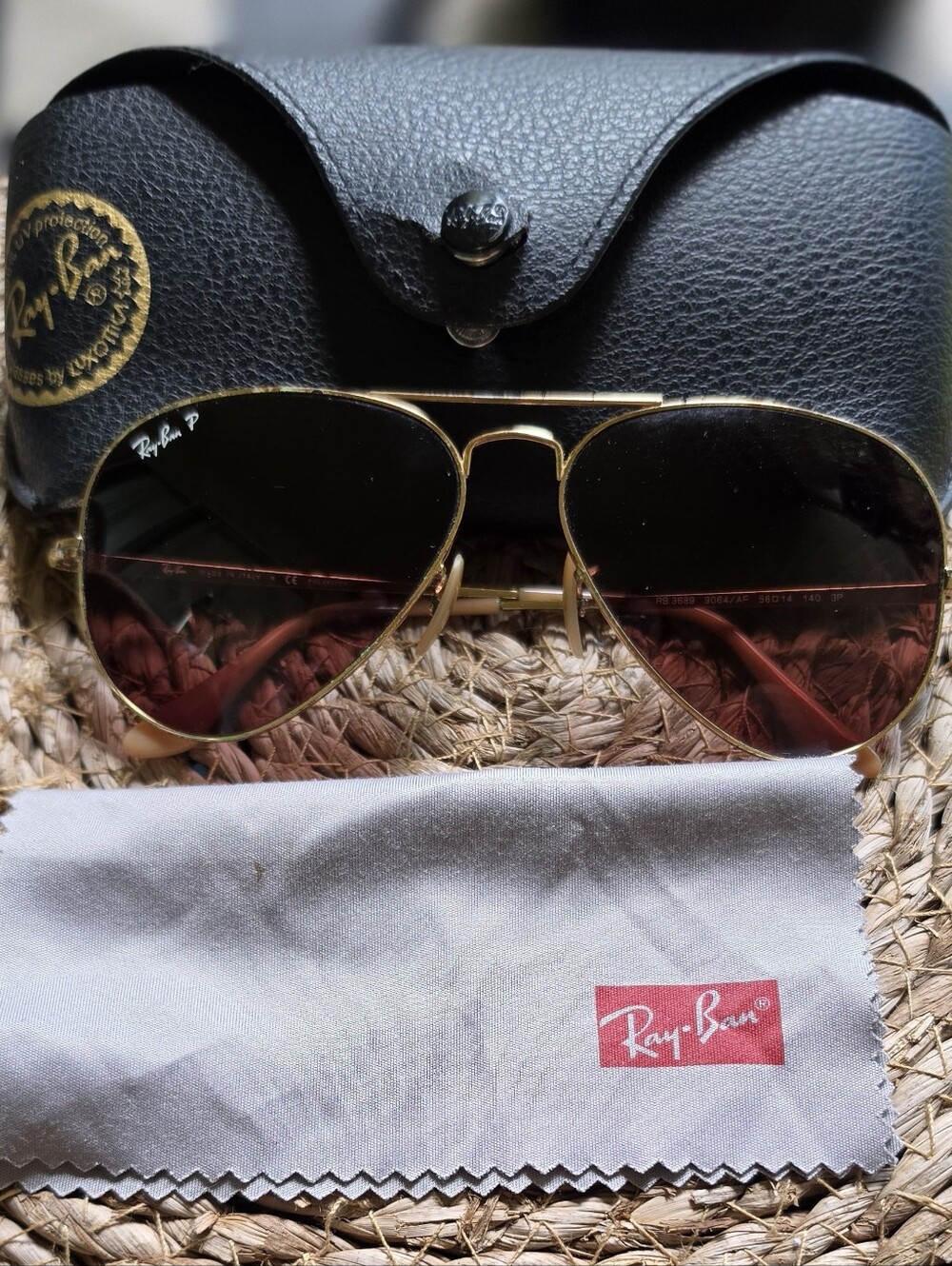 Ray-Ban Polarized Gradient Gold Frame Aviator Sunglasses